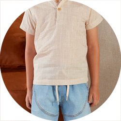 03 conjunto menino camisa bata e bermuda jeans recortes fbr