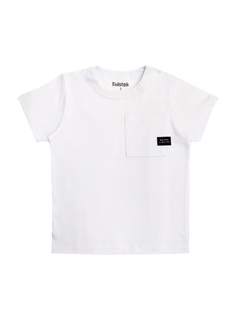 01 camiseta unissex branca etiqueta kidstok