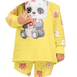 03 pijama menina moletom flanelado panda brilha no escuro kyly