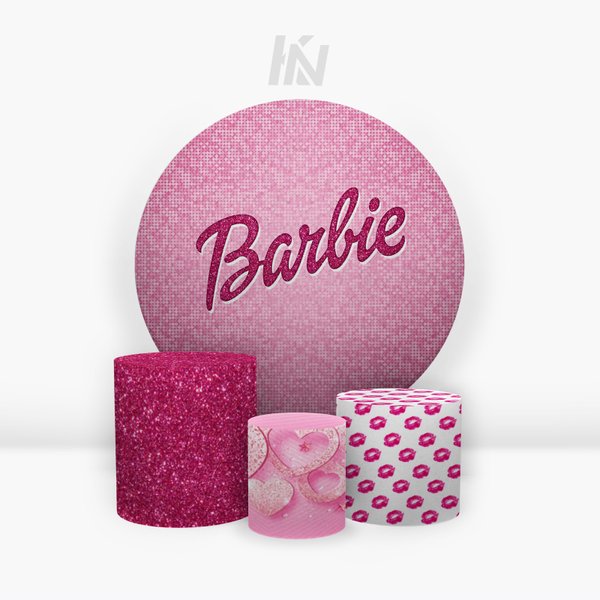 Kit Aniversário Painel Redondo + Display Barbie Makeup