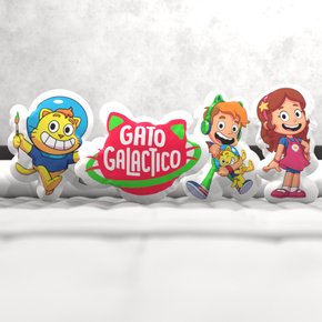 KIT BONECO ARTICULADO GATO GALACTICO E ALMOFADA PARA DESENHO