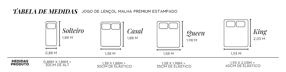 Jogo de Lençol Queen La Dotta Malha Premium Estampado 4 peças