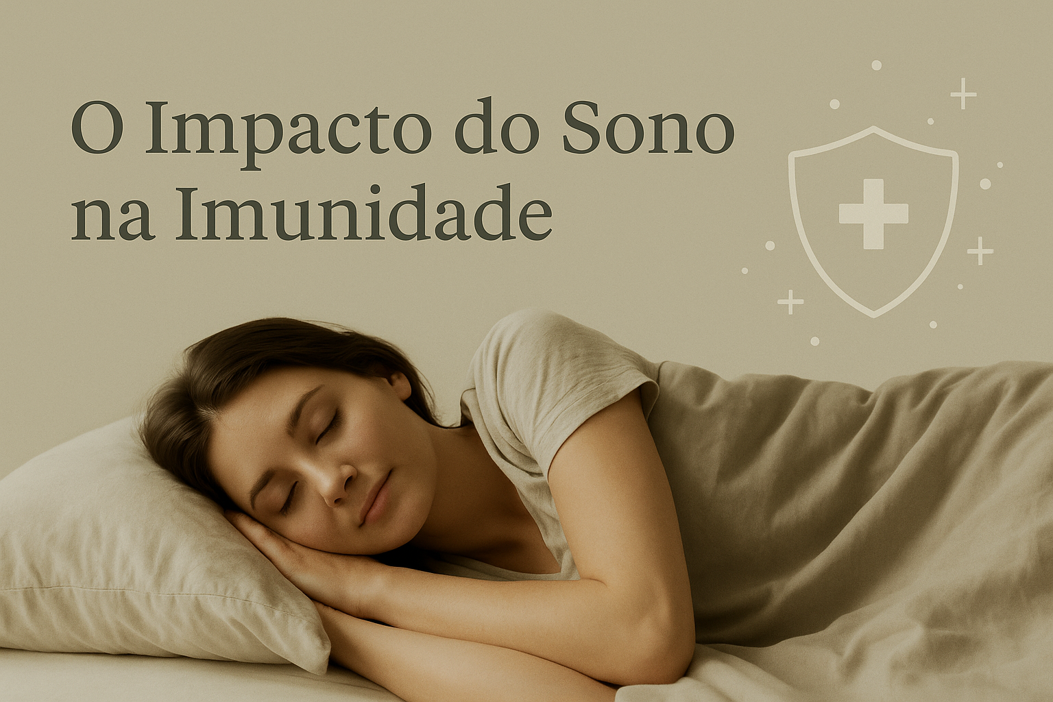 Imagem representativa de uma mulher dormindo e sendo protegida por seu sistema imune