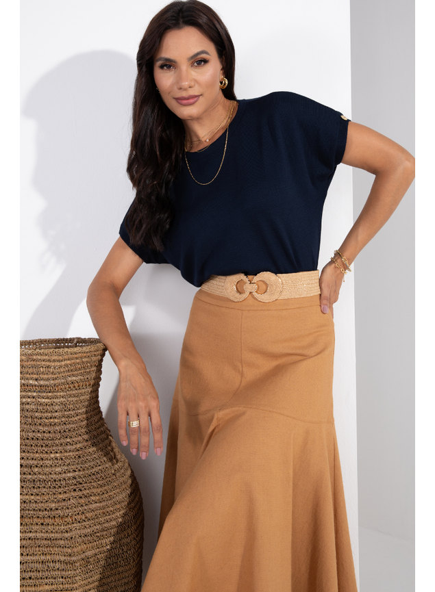 Saia midi plissada sales marisa