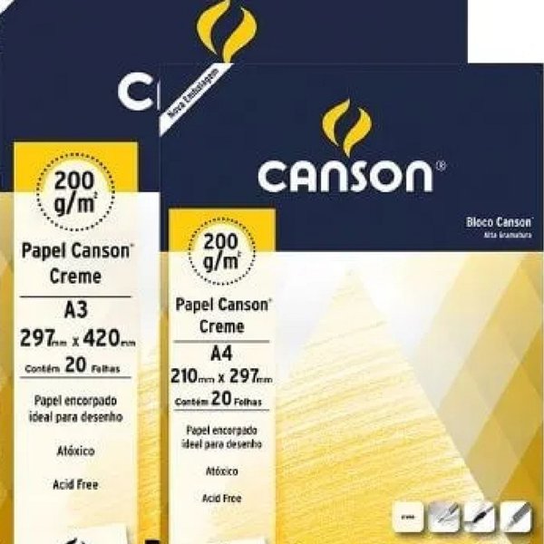 Bloco Desenho Canson Creme C/20 Folhas 200GR Bloco Desenho Canson Creme C/20 Folhas 200GR