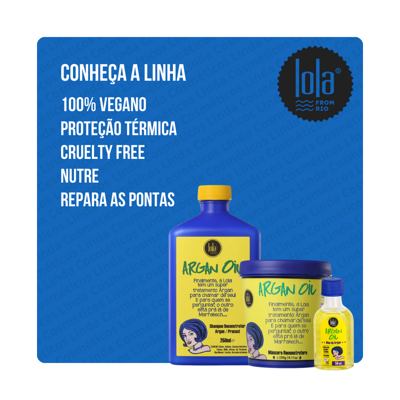 Shampoo Lola Argan Oil Reconstrutor Vegano 250ml - Soneda Perfumaria