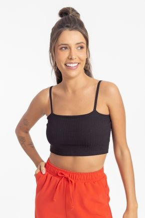cropped canelado alca fina decote reto preto