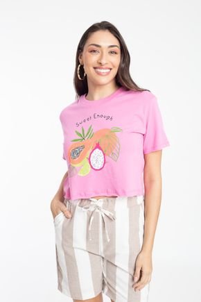 blusa cropped sweet enough rosa vegas frente