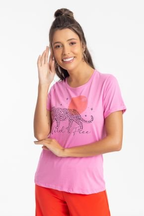 tshirt decote redondo wild and free rosa