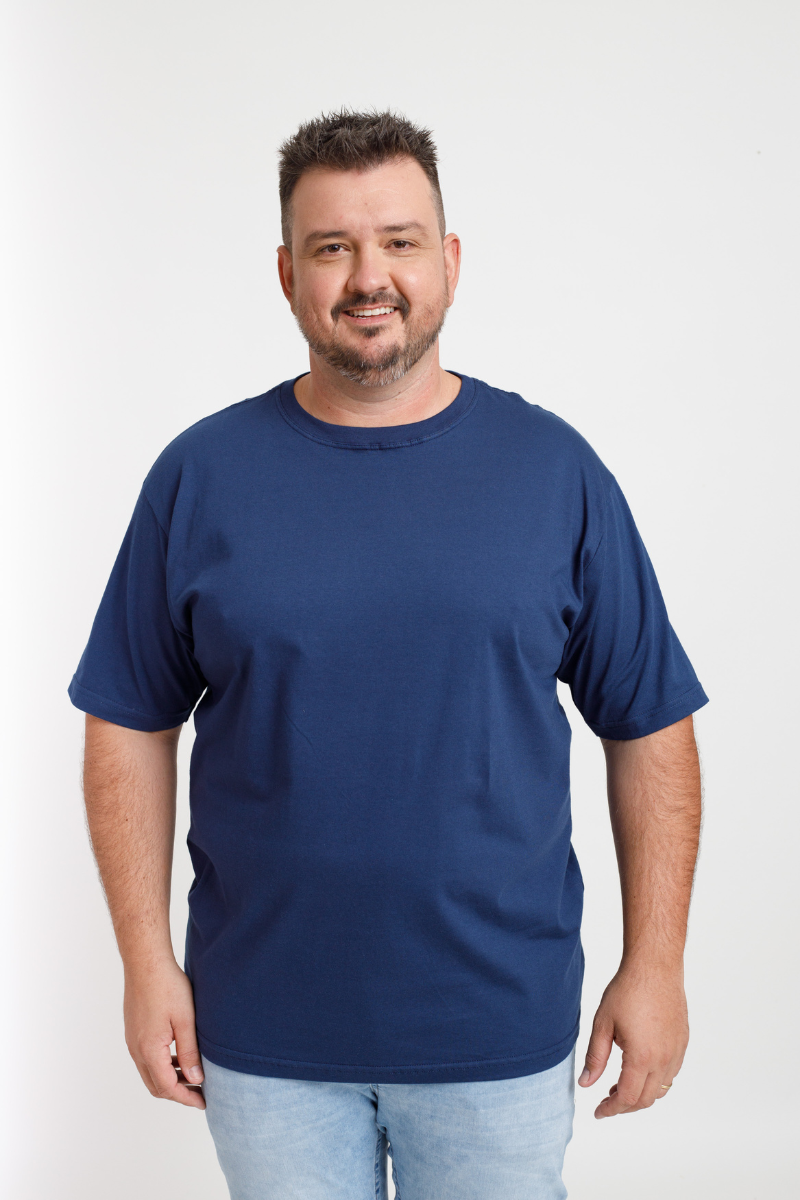 Kit 3 Camisetas Plus Size Básicas de Algodão PREMIUM Azul Marinho
