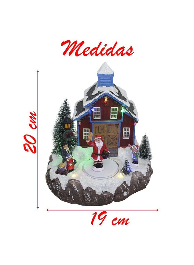 Jogo Papai Noel e Boneco de Neve em Resina com Luz led 19 cm