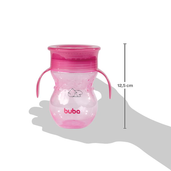 Copo 360 Bebê Com Alça Removível Antivazamento Foguete Buba Cor Rosa