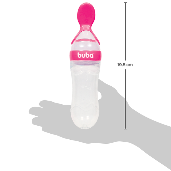 Colher De Silicone Bebê Introdução Alimentar Macia Buba Rosa