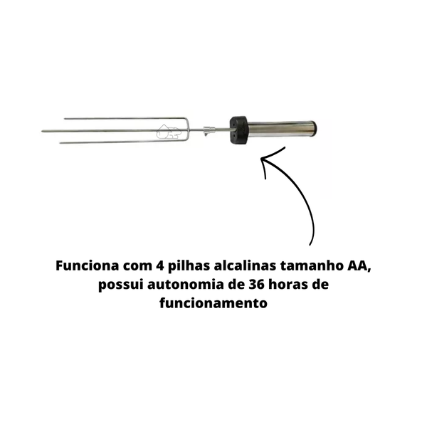 Espeto Giratório A Pilha Inox Regulável 50 A 65cm Churrasco