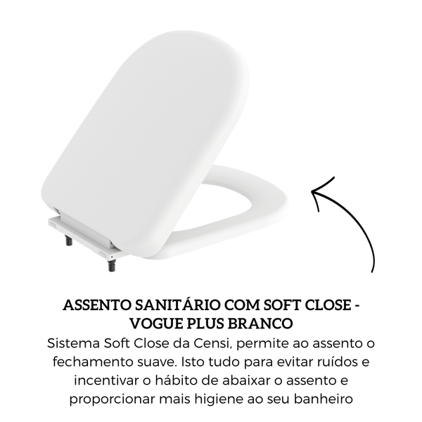 Assento Sanitário Soft Close Deca Vogue Plus Branco Censi