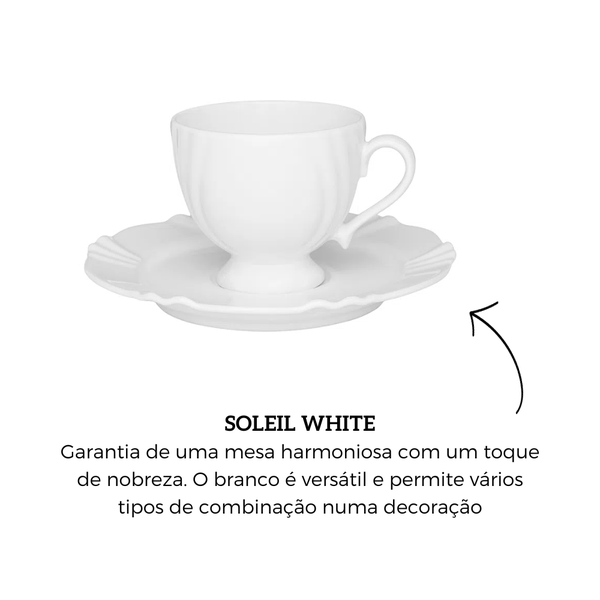 Xícara De Chá Com Pires Soleil White 200Ml - Oxford - Porcelana