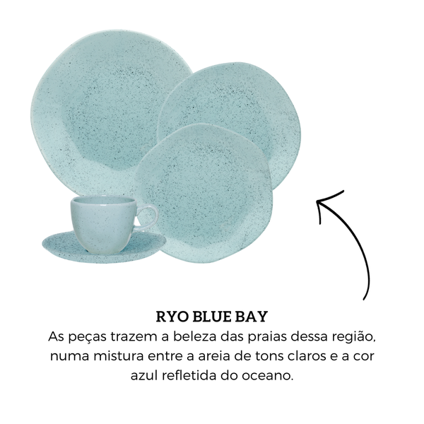 Jogo de 6 Xícaras Grandes 220 Ml Com Pires Oxford Ryo Blue Bay