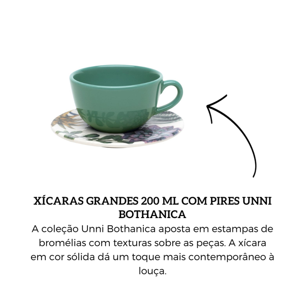 Conjunto de Xícaras Para Chá Com Pires 06 Peças 200ml - Unni