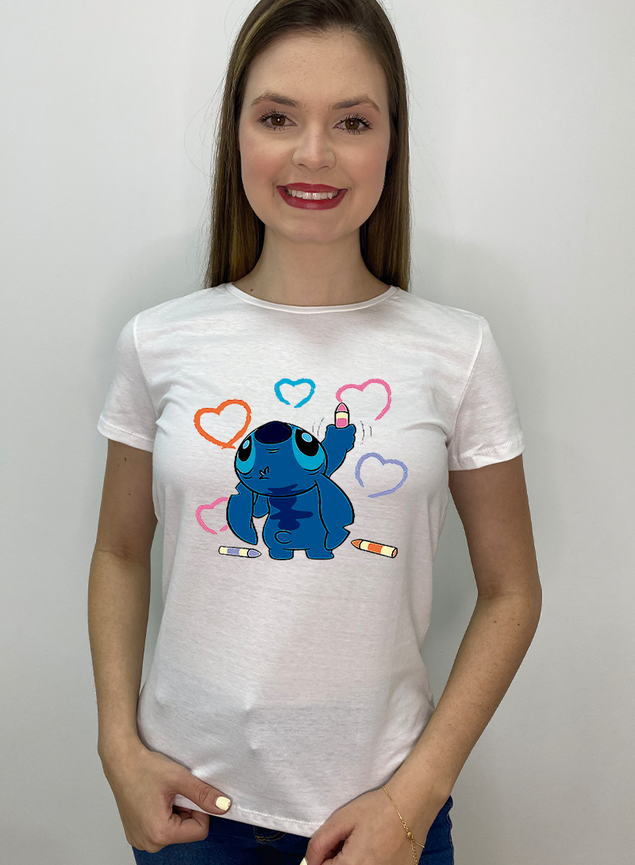 Disney Camiseta feminina Lilo & Stitch com desenho colorido com texto,  Preto, G