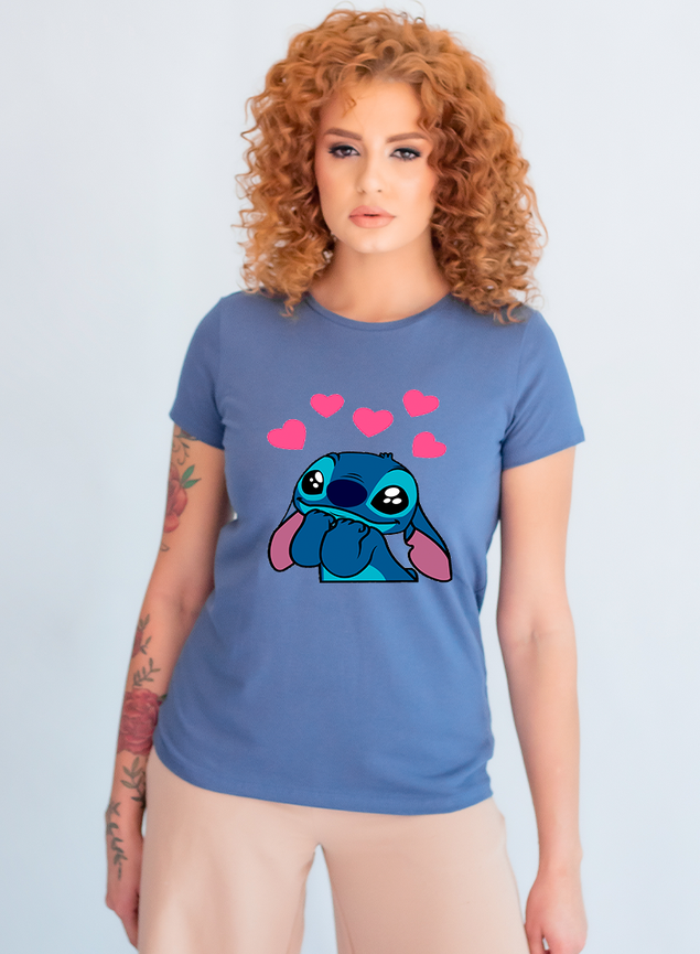 Disney Camiseta feminina Lilo & Stitch com desenho colorido com texto,  Preto, G