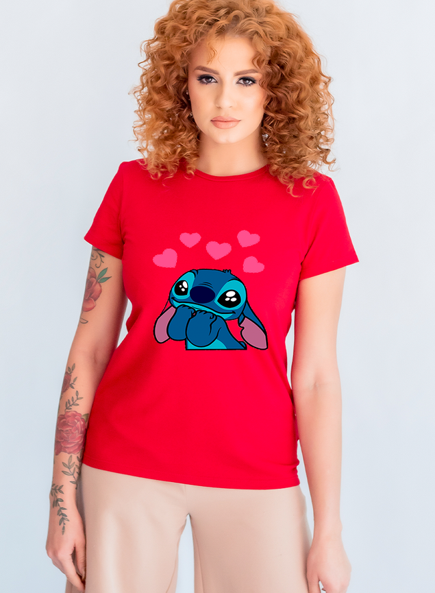 Disney Camiseta feminina Lilo & Stitch com desenho colorido com texto,  Preto, G