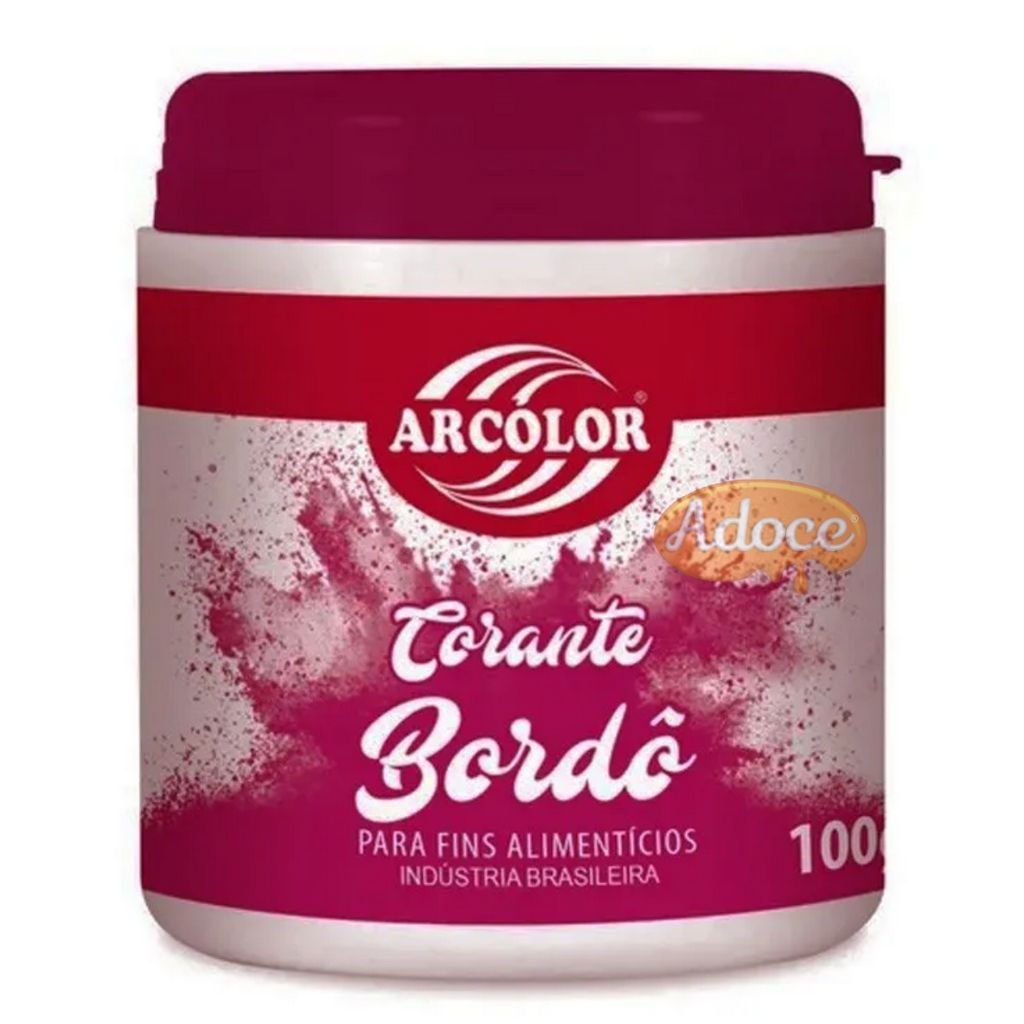 Corante Alimentício em Pó Vermelho Bordô 100g Arcolor