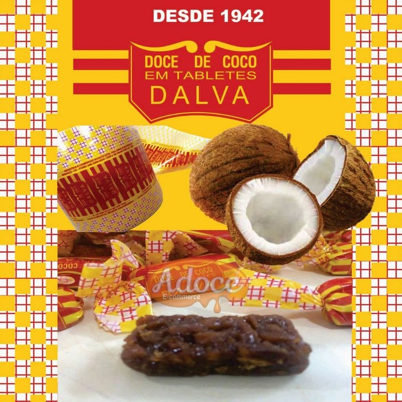 DOCE DE COCO EM TABLETES DALVA - BALA DALVA 1Kg