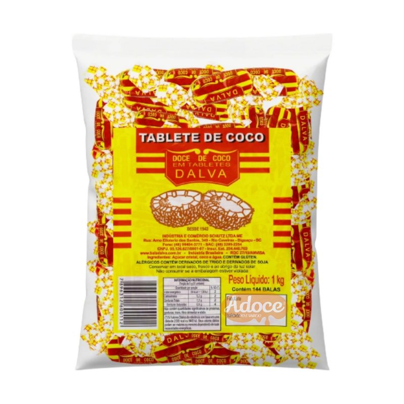 DOCE DE COCO EM TABLETES DALVA - BALA DALVA 1Kg