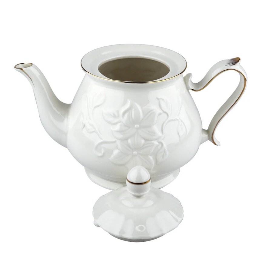 Jogo De Chá Com Bule Leiteira Açucareiro Em Porcelana 3pçs - Escorrega o  Preço