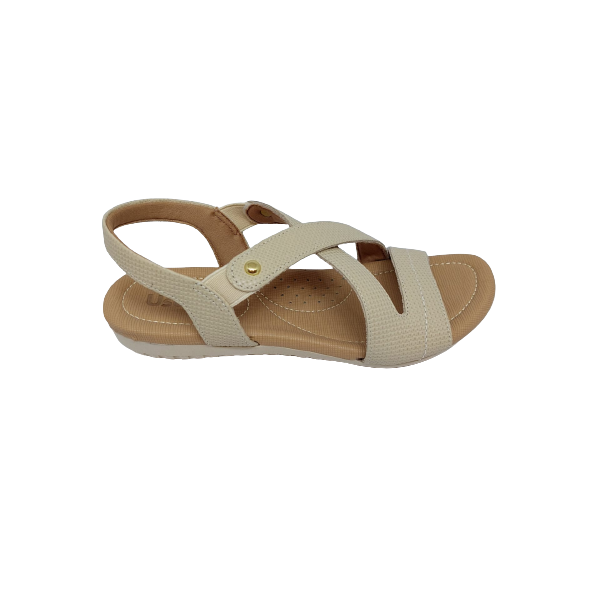 sandalia creme em couro usaflex