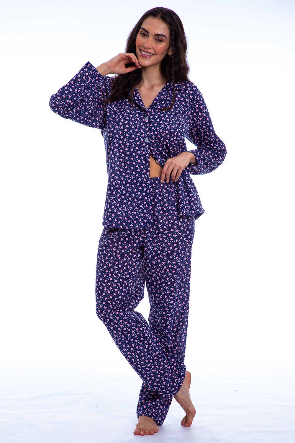 Pijama Feminino Americano Lua Chic Xadrez Salmão