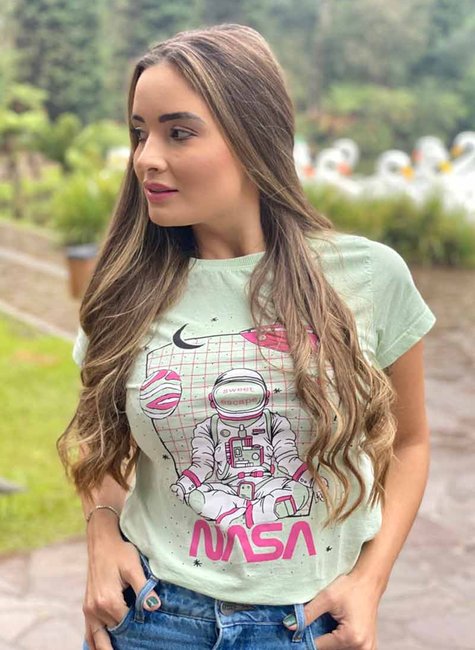T-shirt Feminina Nasa Verde T-shirt Feminina Nasa Verde