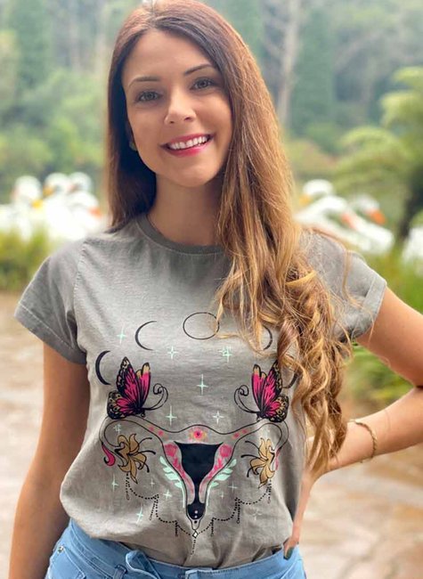 T-shirt Feminina Útero Ultimate Cinza T-shirt Feminina Útero Ultimate Cinza