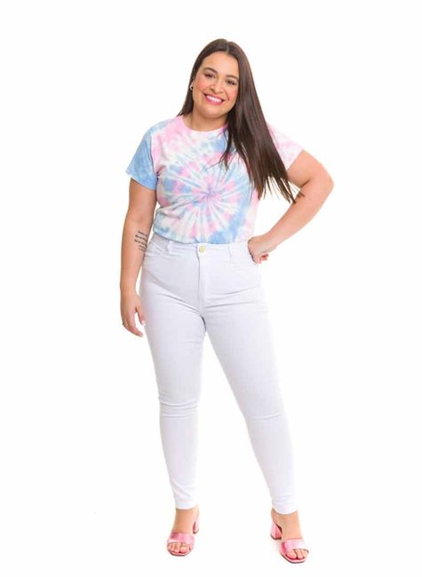 T-shirt Feminina Tie Dye Algodão Doce T-shirt Feminina Tie Dye Algodão Doce