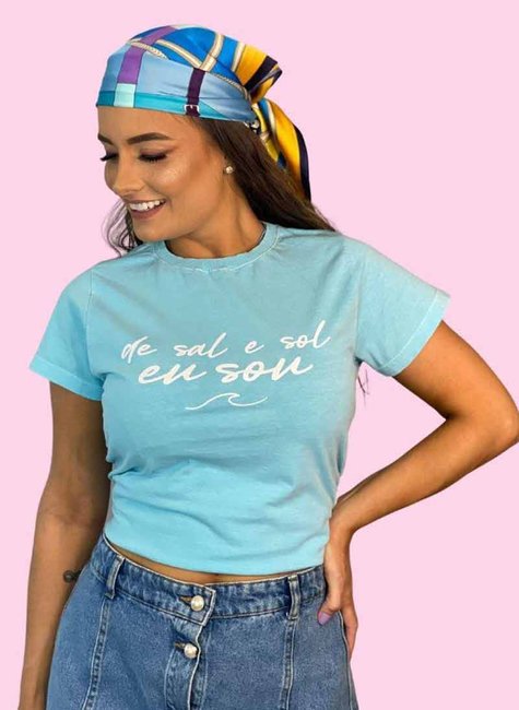T-shirt Feminina De Sal E Sol Eu Sou Azul T-shirt Feminina De Sal E Sol Eu Sou Azul