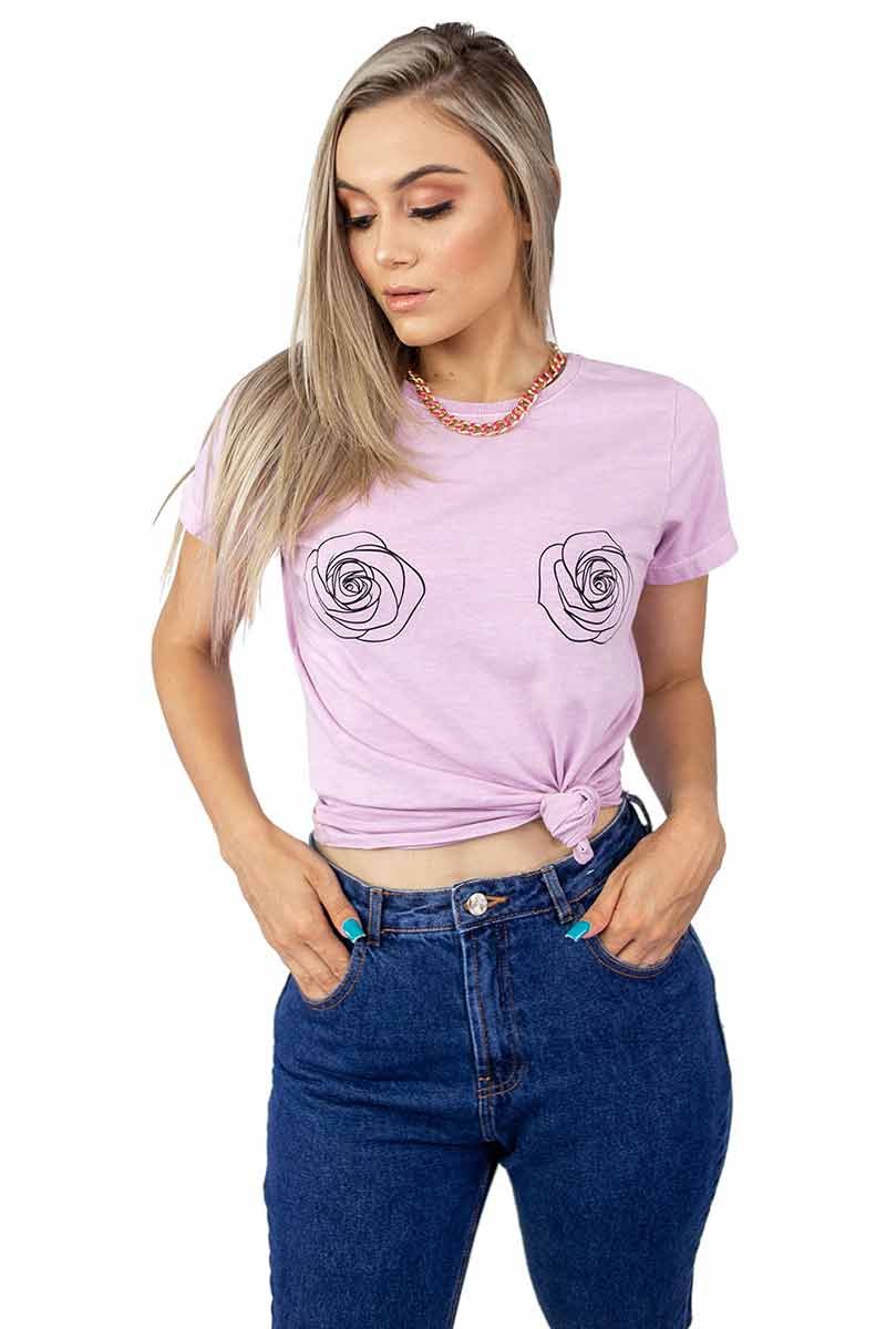 T-shirt Feminina Flowers Roxa