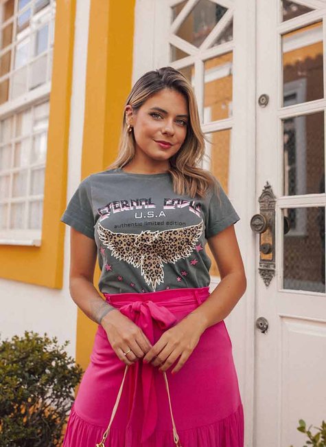 T-shirt Feminina Eternal Eagle Chumbo T-shirt Feminina Eternal Eagle Chumbo
