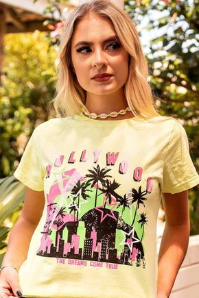 T-shirt Feminina Hollywood Amarela