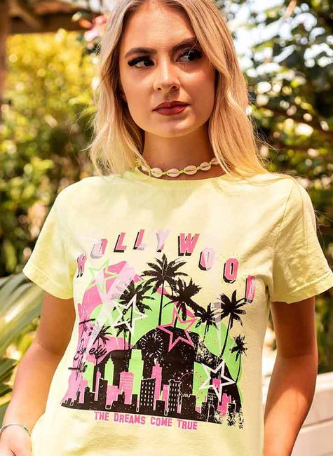 T-shirt Feminina Hollywood Amarela T-shirt Feminina Hollywood Amarela