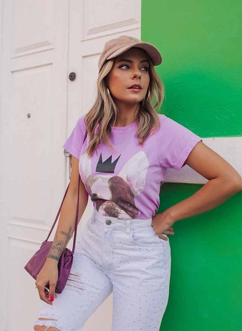 T-shirt Feminina Dog King Roxa T-shirt Feminina Dog King Roxa