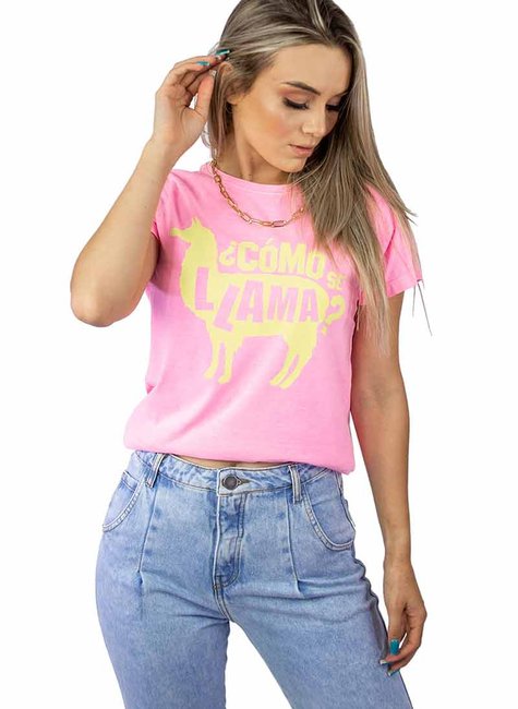 T-shirt Feminina Llama Rosa T-shirt Feminina Llama Rosa