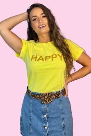 T-shirt Feminina Happy Amarela