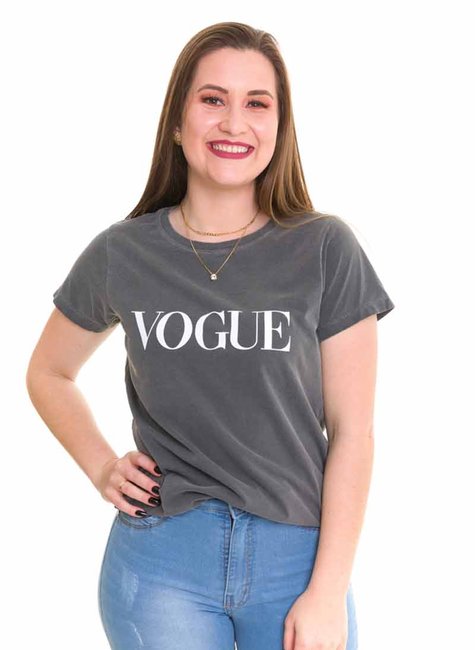T-shirt Feminina Vogue Chumbo T-shirt Feminina Vogue Chumbo