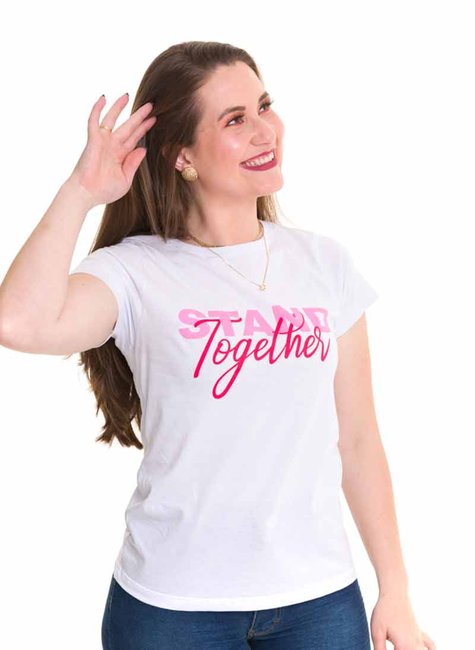 T-shirt Feminina Stand Together Branca T-shirt Feminina Stand Together Branca
