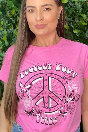 T-shirt Feminina Protect Peace Prism Rosa