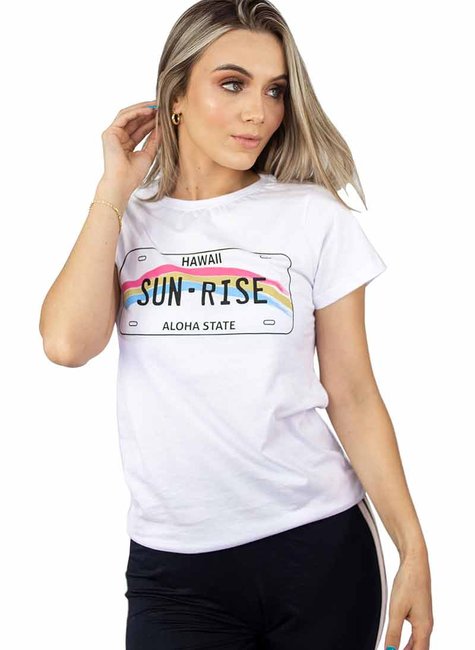 T-shirt Feminina Sun-Rise Branca T-shirt Feminina Sun-Rise Branca
