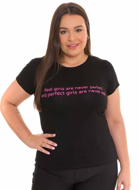 Baby Look Feminina Viscolycra Real Girls Preta Baby Look Feminina Viscolycra Real Girls Preta