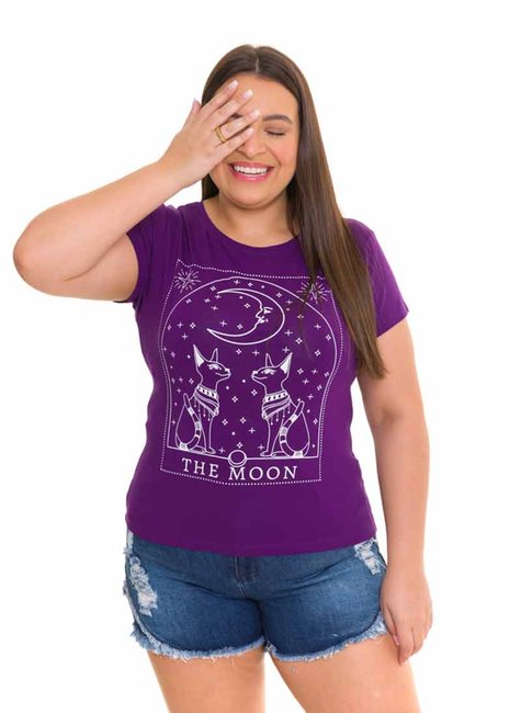 Baby Look Feminina Viscolycra The Moon Roxa Baby Look Feminina Viscolycra The Moon Roxa