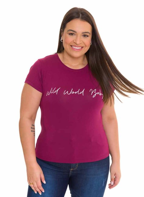 Baby Look Feminina Viscolycra Wild World Roxa Baby Look Feminina Viscolycra Wild World Roxa
