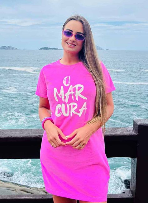 Vestido T-shirt O Mar Cura Rosa Vestido T-shirt O Mar Cura Rosa